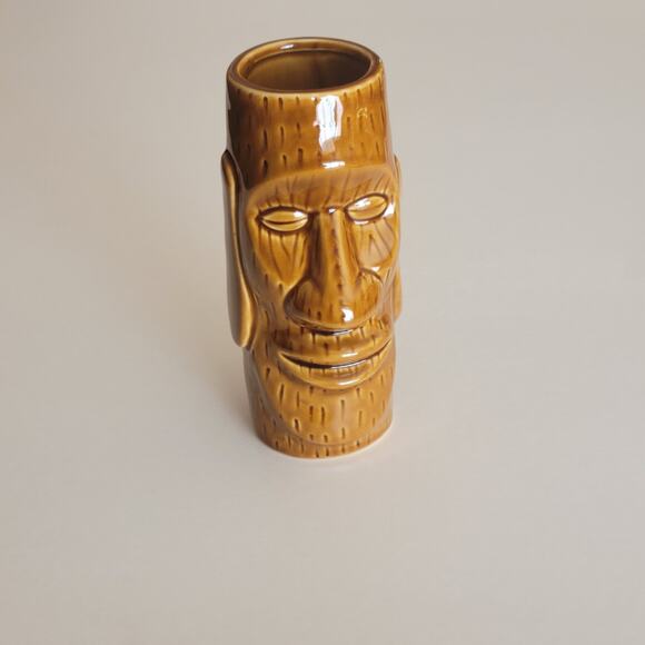 Hawaiian Polynesian Tiki Mug Cup  Vase Brown Barware Glazed  6.5" tall - Picture 1 of 8